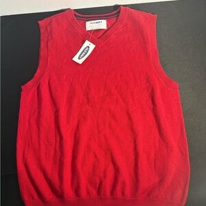 Old Navy Men's V-Neck Red Sweater Vest medium 10/12